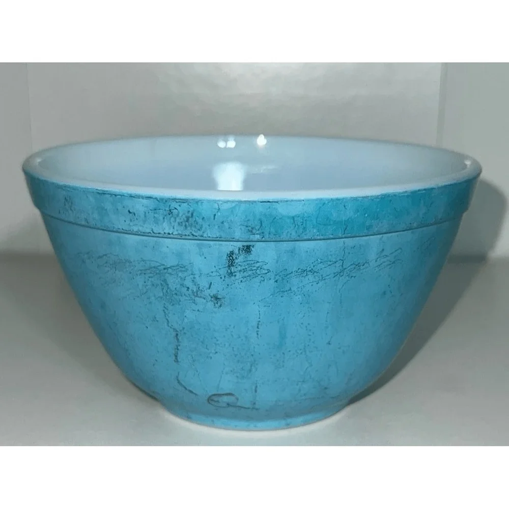 Pyrex Blue Primary Mixing Bowl 1.5 pint 401 Vintage MCM Nesting Turquoise Glass